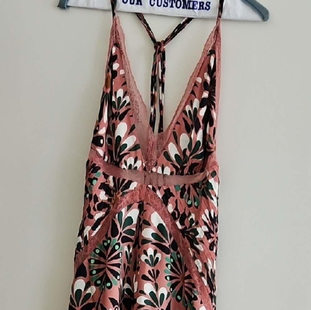 FARM Rio Backless Dress in Pink and Green